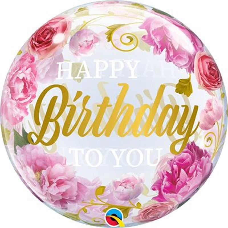 22" HBD Pink Peonies Bubble