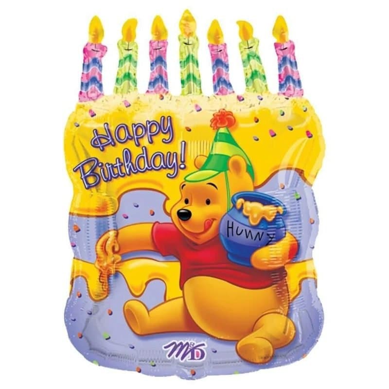 23" Winnie The Pooh Birthday Cake Foil Balloon