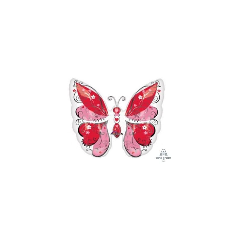 25" Foil Balloon - Red Love Butterfly, Super Shape