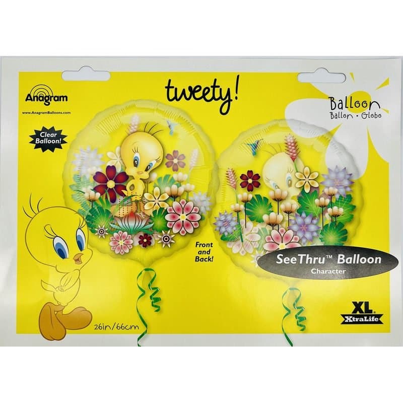 26" Clear Balloon - Tweety and Flowers, 2-Sided
