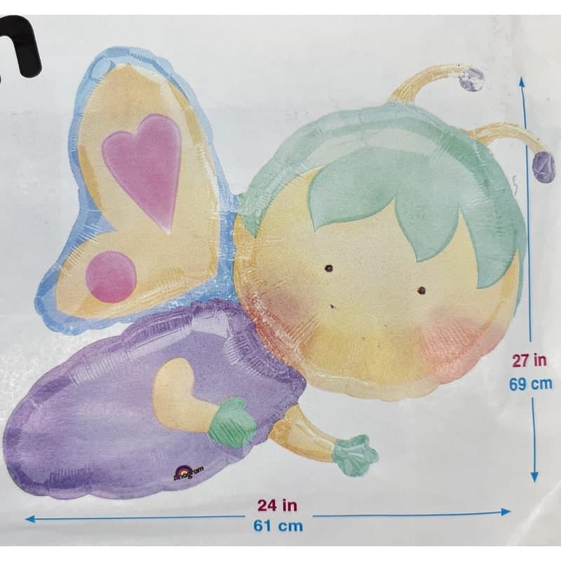 27" Foil Balloon - Snuggle Bugs Butterfly, Super Shape