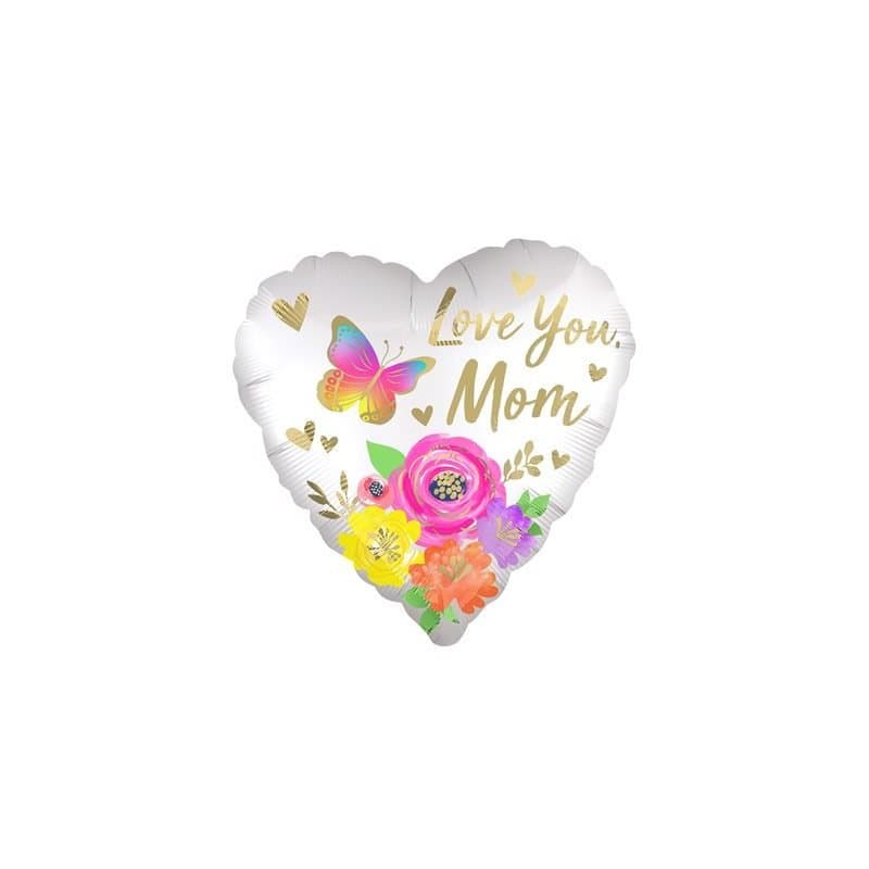 28" Love You Mom Satin Floral Foil