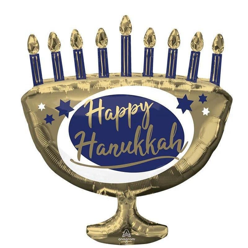 29" Foil Balloon - "Happy Hanukkah" Elegant Menorah, Super Shape