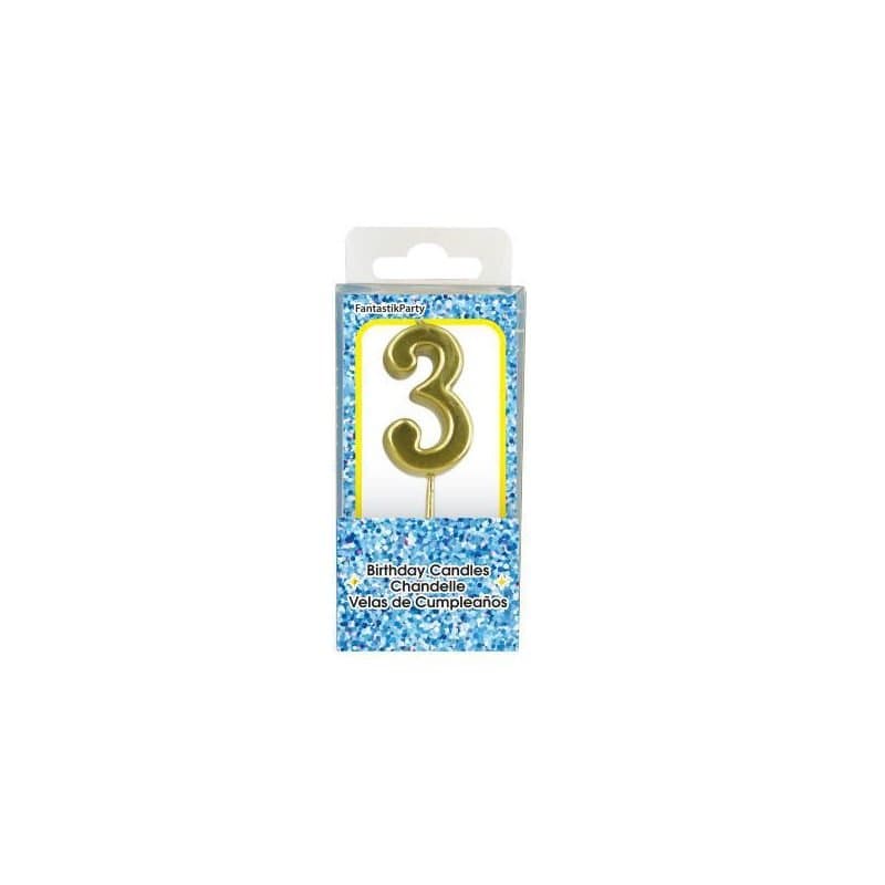 #3 - Gold Silhouette Number Candle