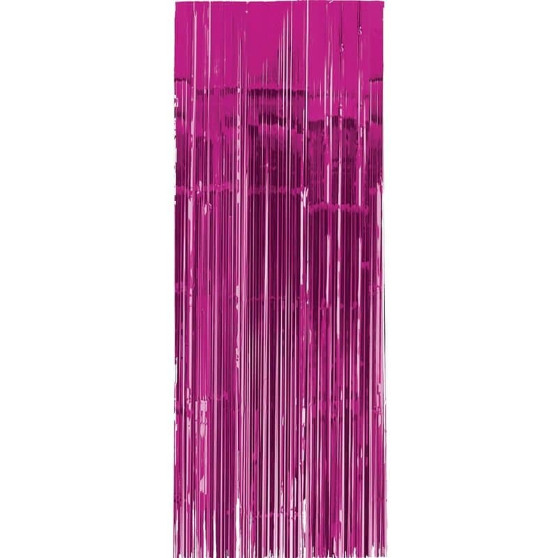 3' x 6' Fringe Foil Curtain - Fuchsia