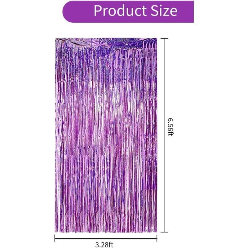3' x 6' Metallic Purple Fringe Foil Curtain