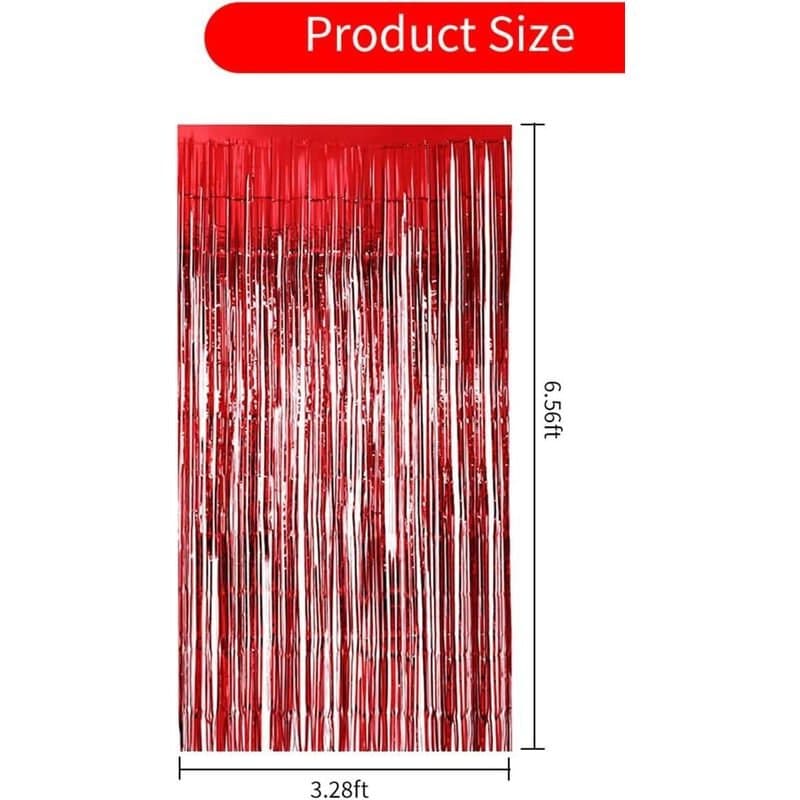 3' x 6' Fringe Foil Curtain - Red