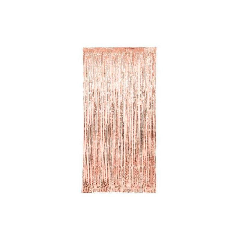 3' x 6' Fringe Foil Curtain - Rose Gold