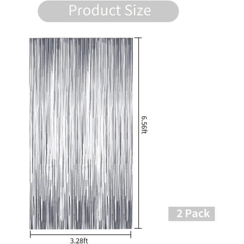 3' x 6' Fringe Foil Curtain - Silver