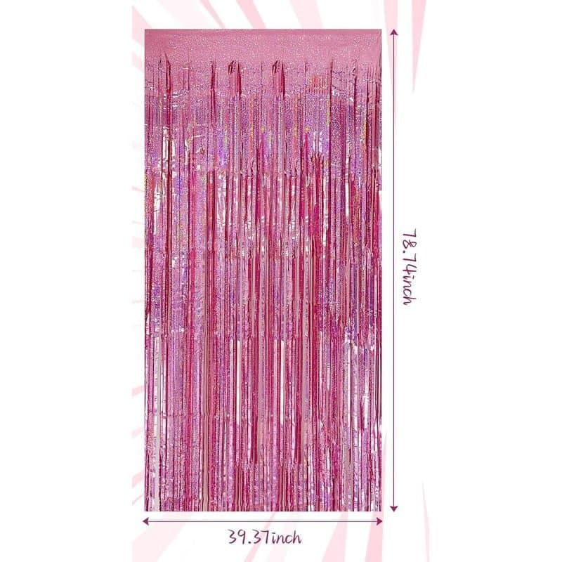 3' x 6' Fringe Glittered Foil Curtain - Pink