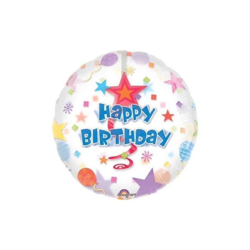 32" Clear Balloon - "HAPPY BIRTHDAY" Party, Colorful, Round