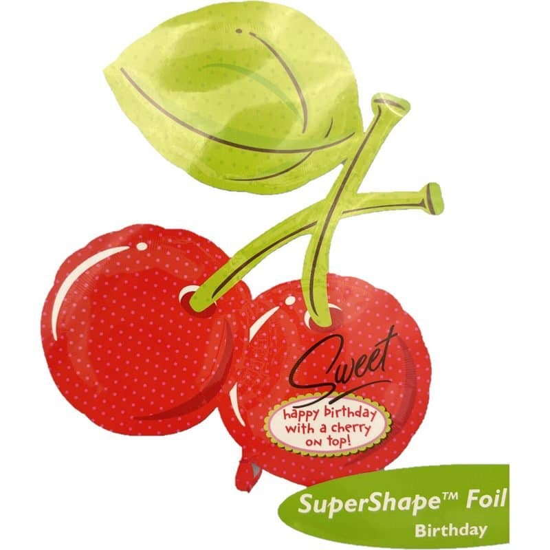 33" Foil Balloon - "Sweet" "happy birthday with a cherry on top!", Super Shape