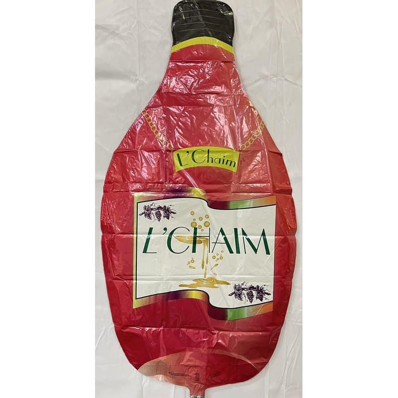 34" Foil Balloon - "L'Chiam" English/Hebrew, Bottle, Super Shape