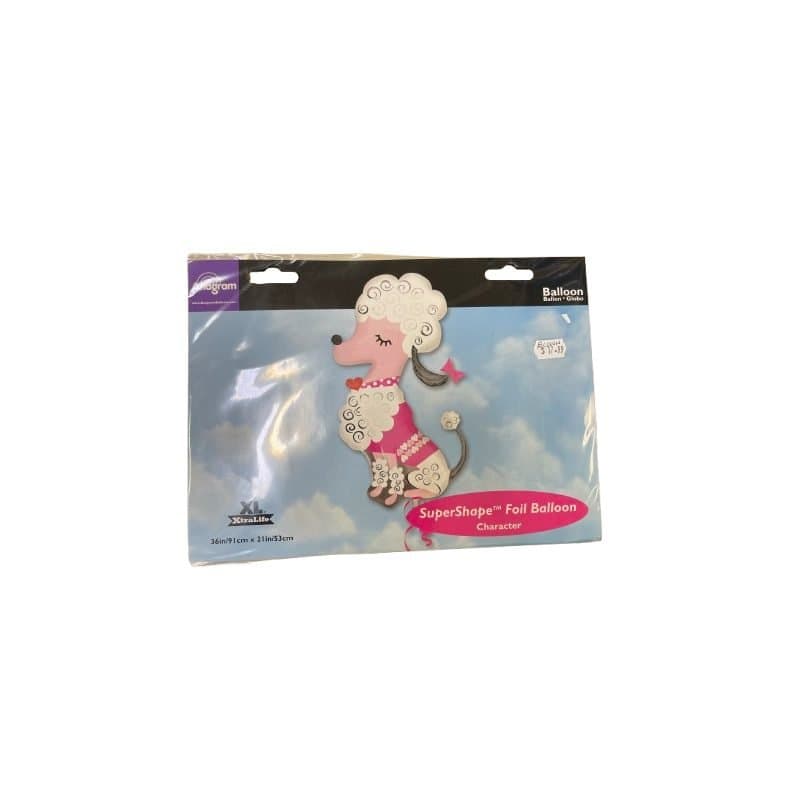 36" SS White Poodle Pink Foil Balloon
