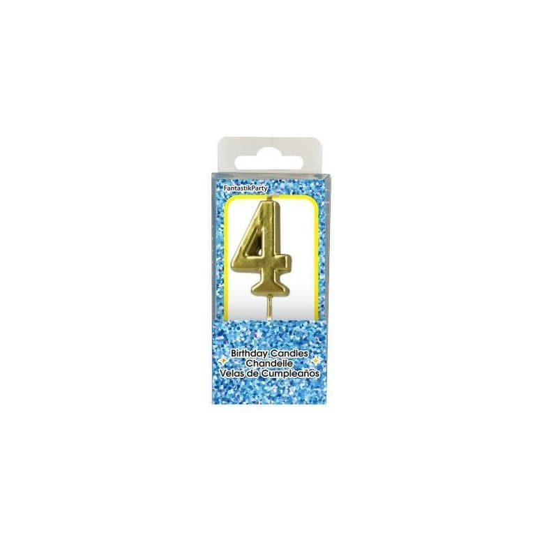 #4 - Gold Silhouette Number Candle