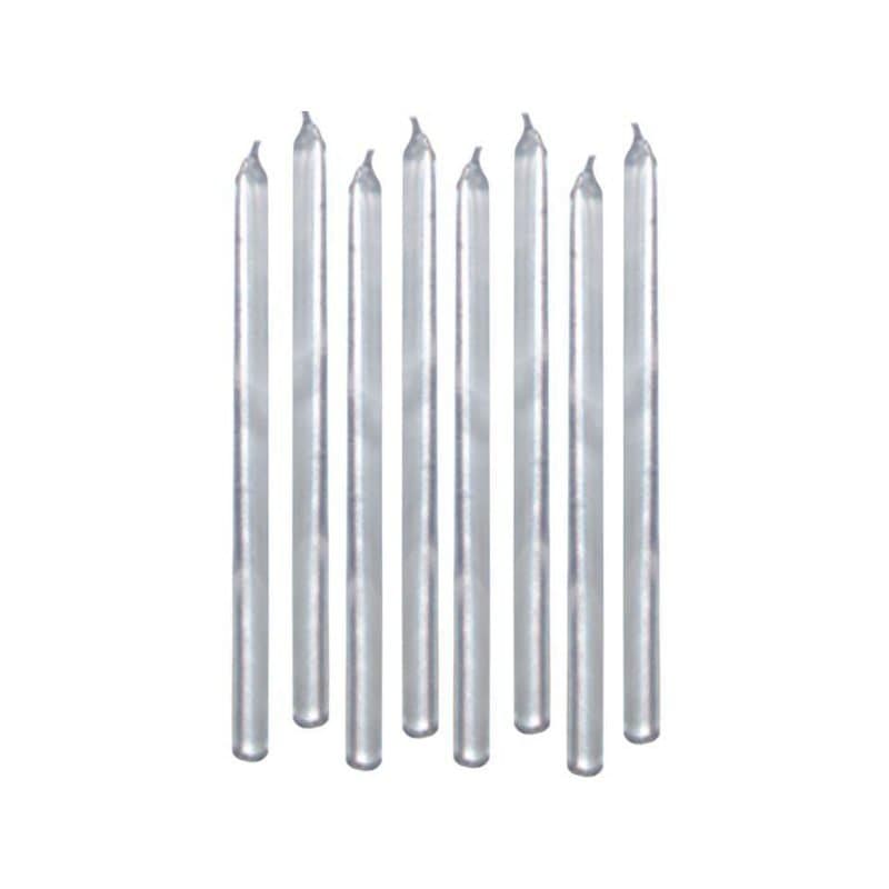 5" Silver Birthday Candle 12ct