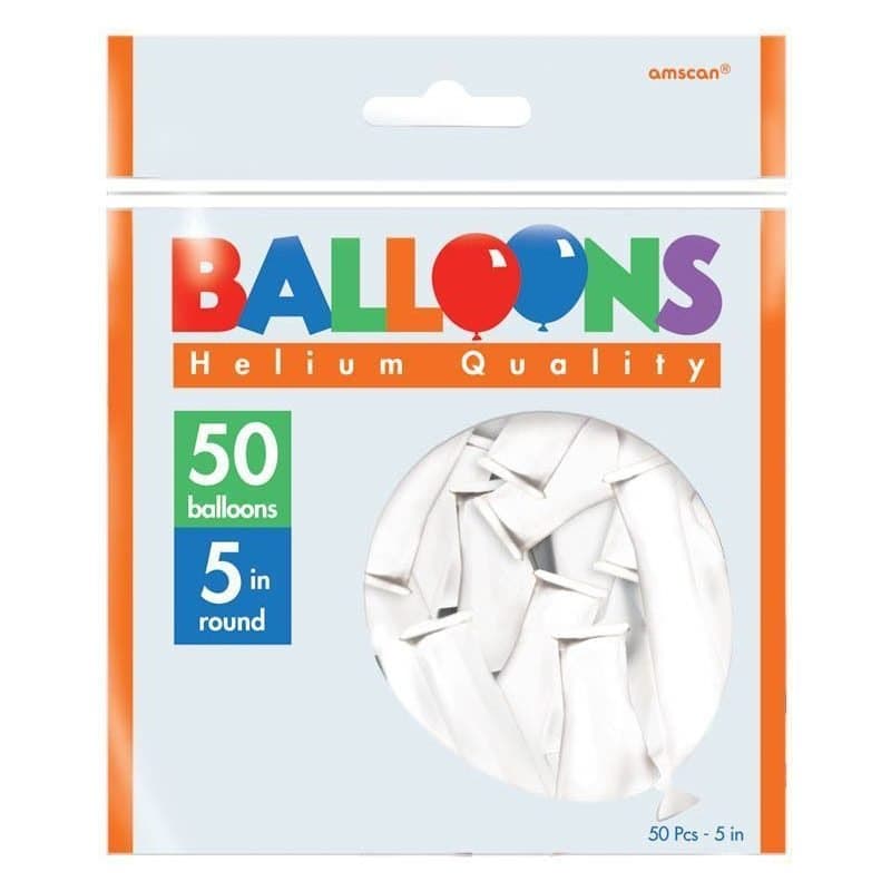 5" White Silk Round Latex 50-pk