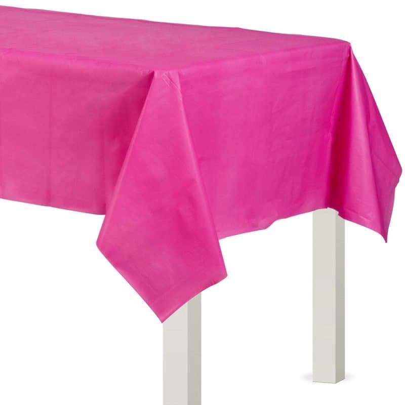 54"×108" Rec. Plastic Table Cover - Hot Pink
