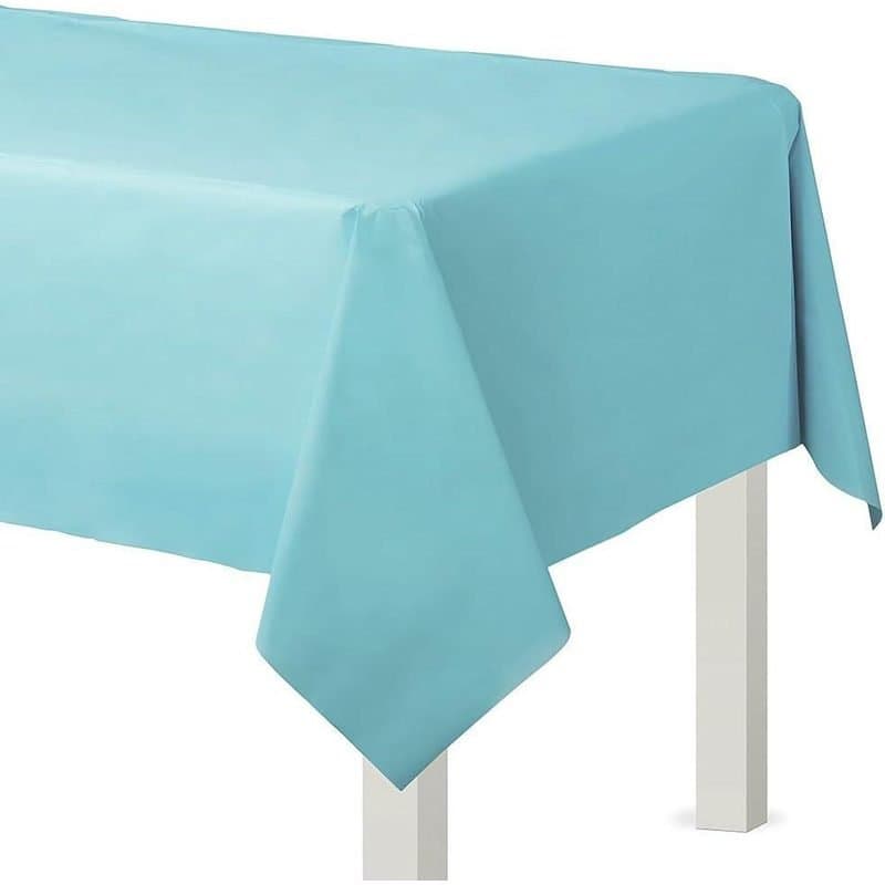 54 in x 108 in" Rec. Plastic Table Cover - Caribbean Blue