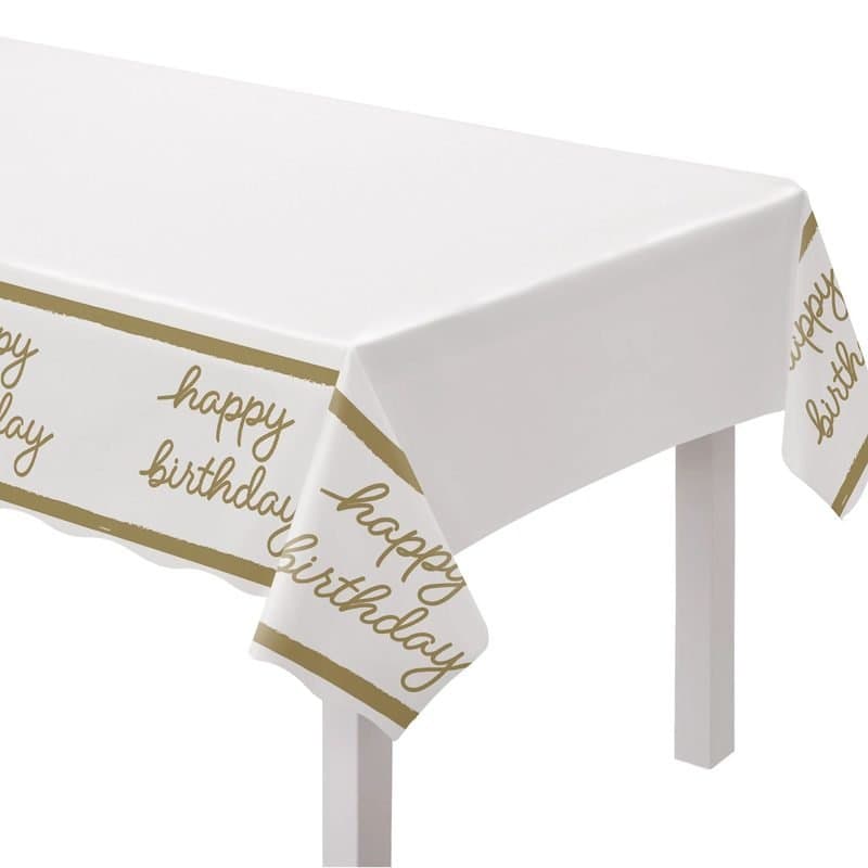 54"x102" Golden Age Birthday Plastic Tablecover