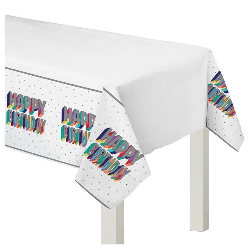 54"x102" Happy Birthday Plastic Table Cover