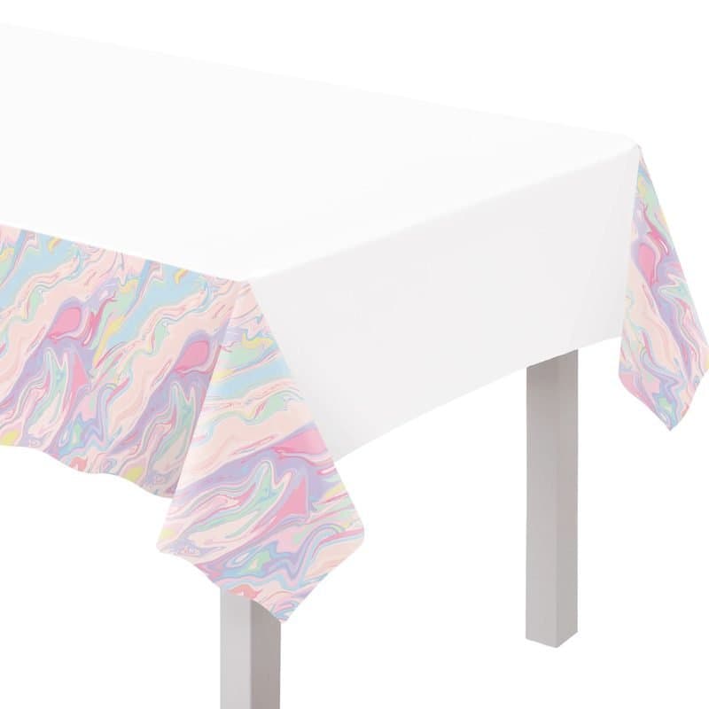 54"x102" Rect. Plastic Tablecover - Pastel Marble