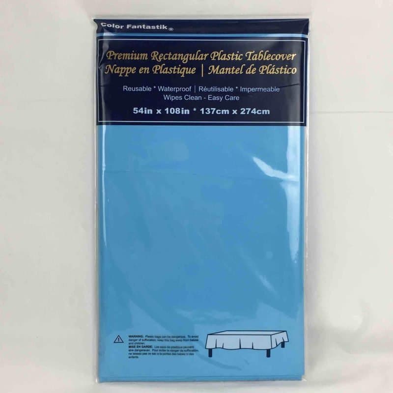 54"x108" Rec. Plastic Table Cover - Baby Blue