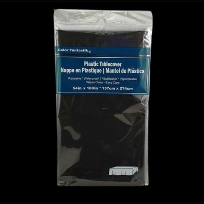 54"x108" Rec. Plastic Table Cover - Black