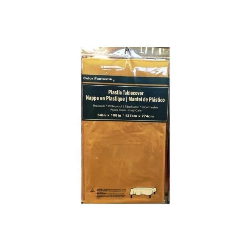54"x108" Rec. Plastic Table Cover - Gold