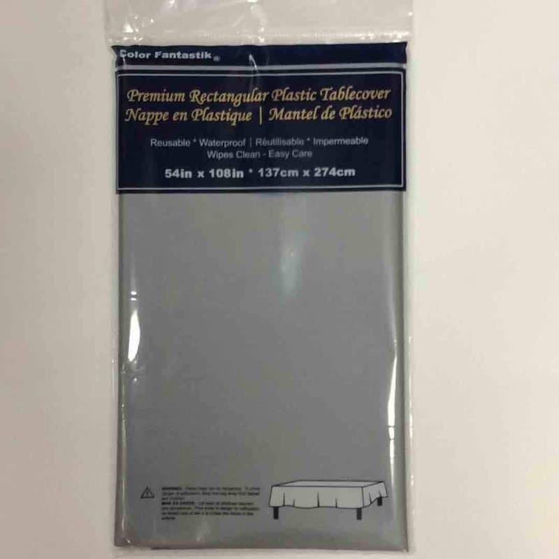 54"x108" Rec. Plastic Table Cover - Silver