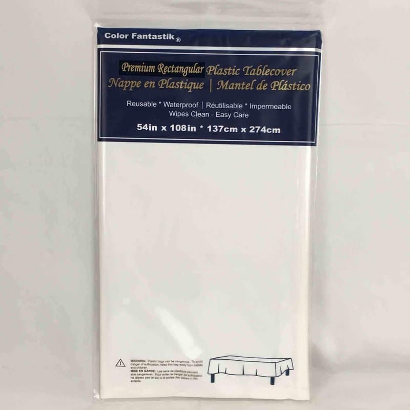 54"x108" Rec. Plastic Table Cover - White