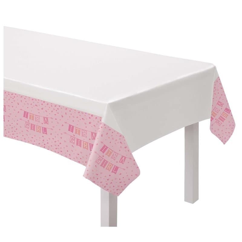54"x84" Its A Girl Rect. Plastic Tablecover