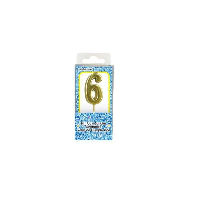 #6 - Gold Silhouette Number Candle