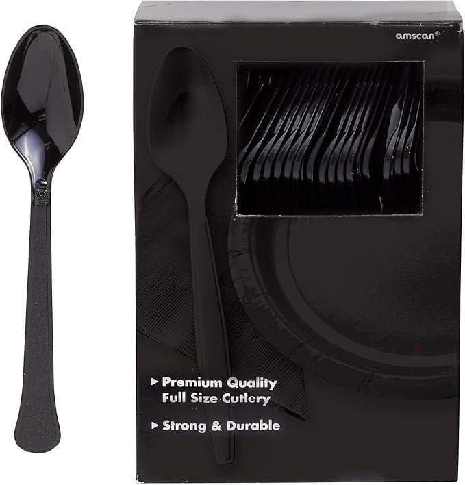 Spoons Plastic Premium Quality - Jet Black 100ct
