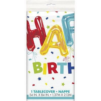 54''x84'' Rec-Plastic Table cover Happy Balloon Birthday