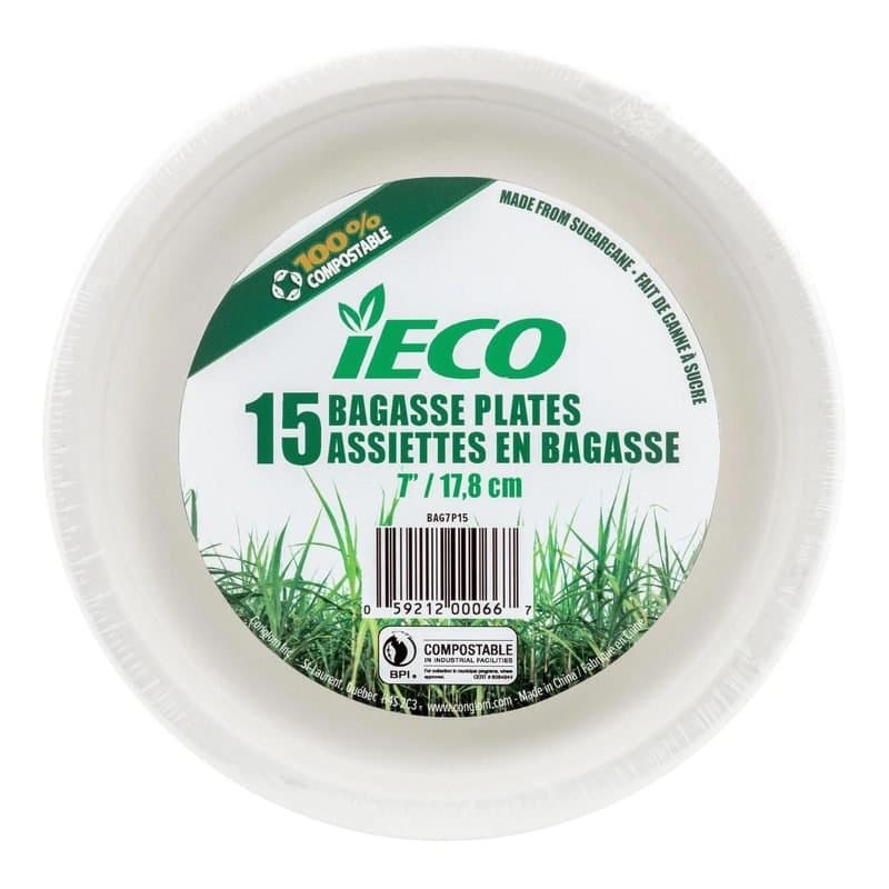 7" 100% Compostable Plates - White 15ct