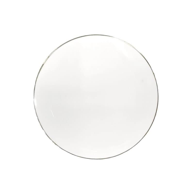 7.5" Plastic Plates - White W/Silver Rim Naturale 10-pk