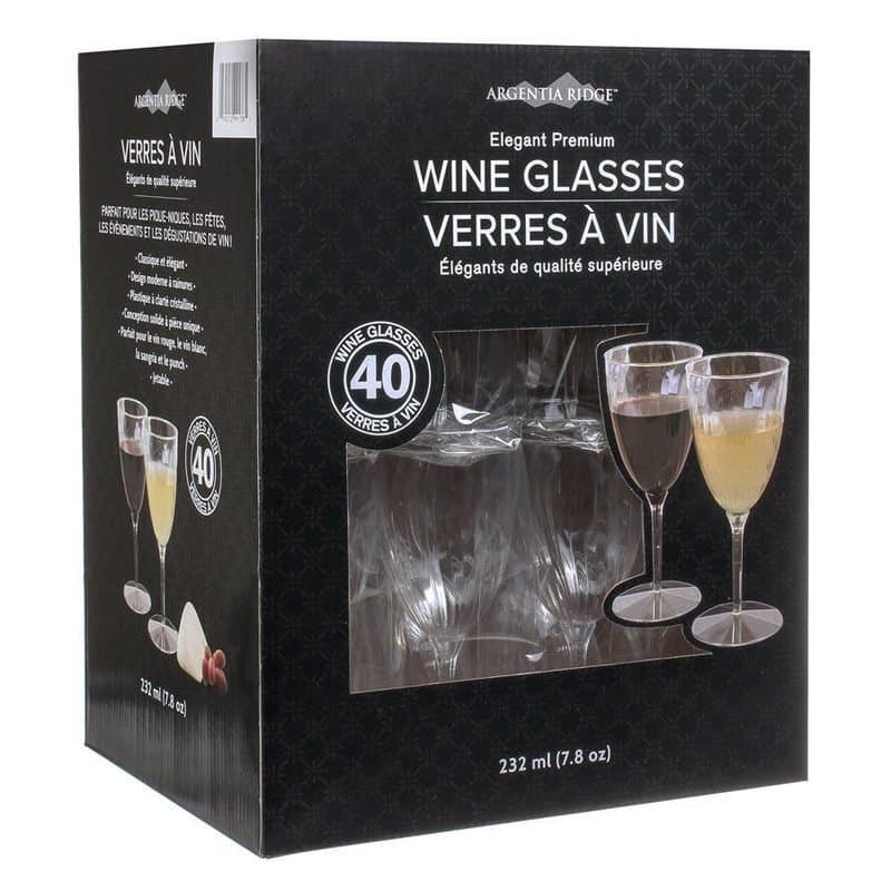7.8oz Premium Plastic Wine Glasses 40ct