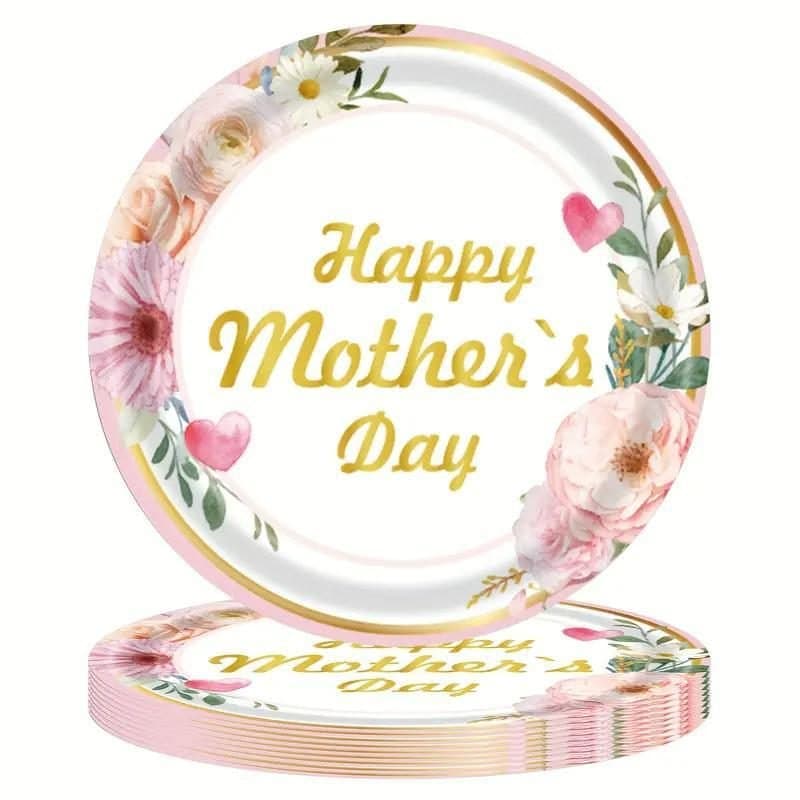 7" Mothers Day Pink Roses Plates 12ct