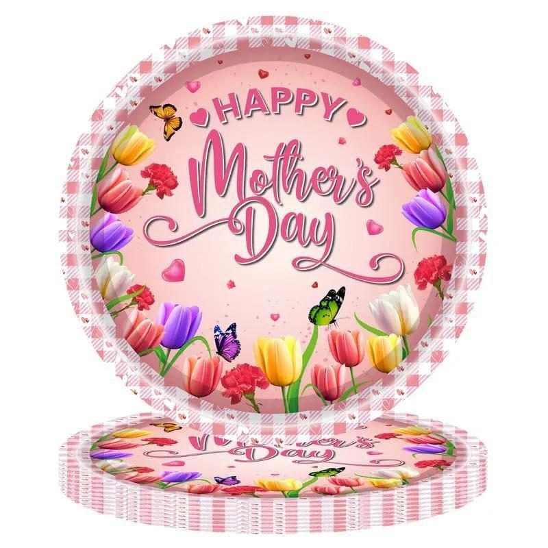 7" Mothers Day Tulips Paper Plates 8ct
