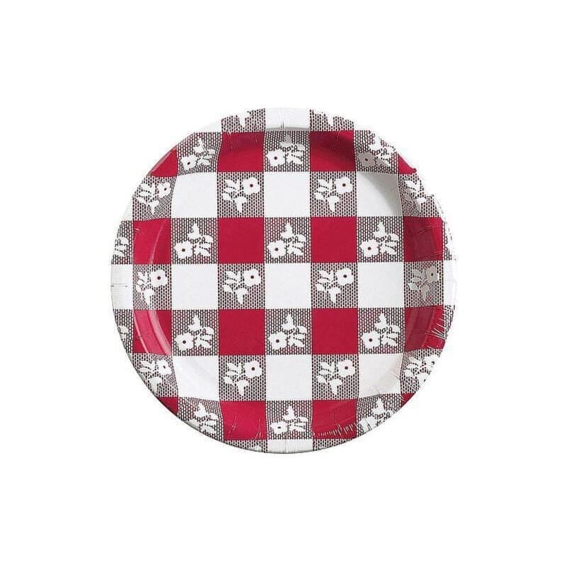 7" Paper Plates Red Gingham 8ct