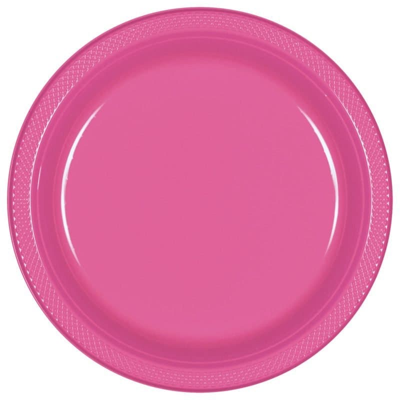 7" Plastic Plates Bright Pink 20ct