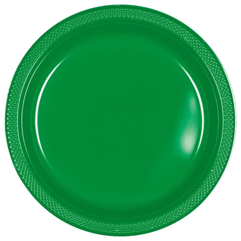 7" Plastic Plates Festive Green 20ct
