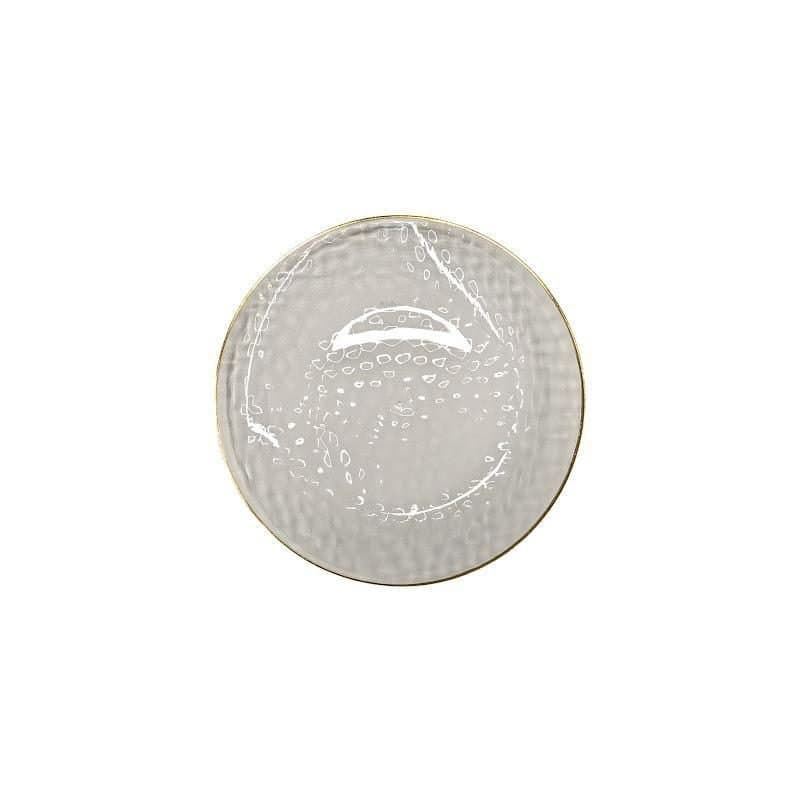 7" Plastic Plates - Hammered Clear with Gold Rim 10ct