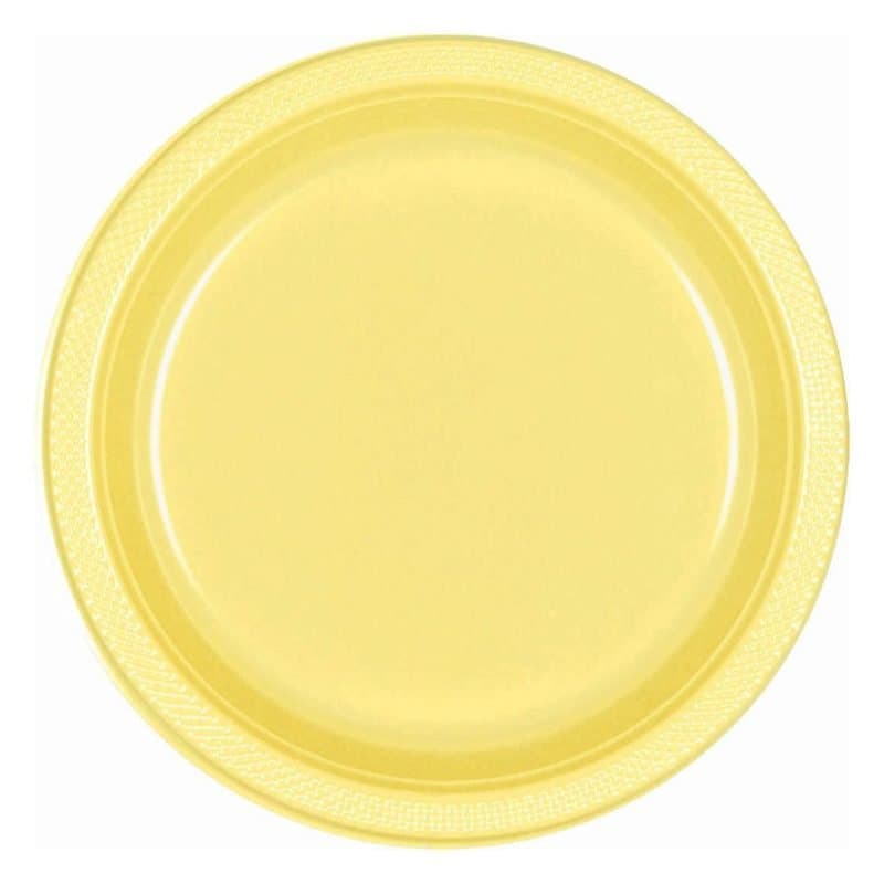 7" Plastic Plates Light Yellow 20ct
