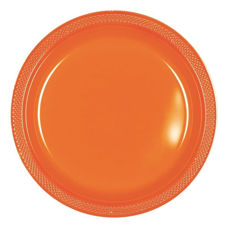 7" Plastic Plates Orange 20 Ct
