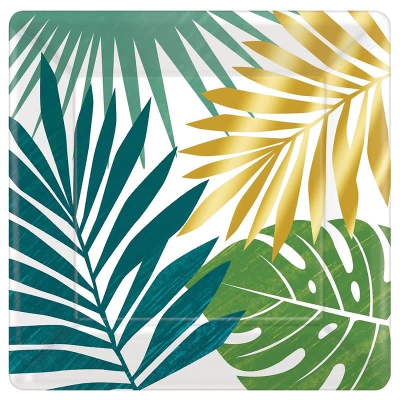 7" Square Paper Plates Key West Metallic 8ct