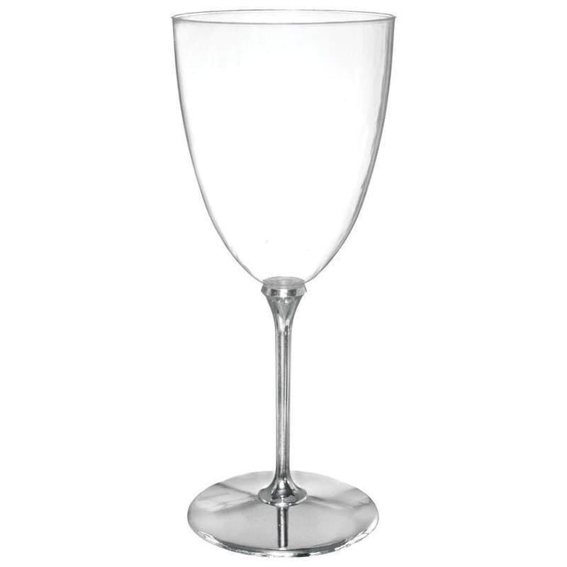 7oz Metallic Silver Plastic Wine Glasses 8ct