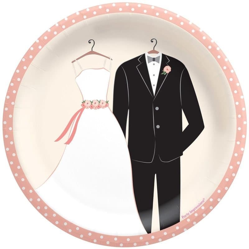 8.5" Wedding Attire Paper Plate 8ct