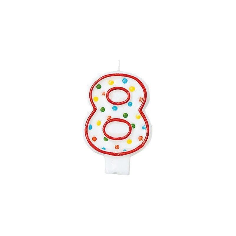 #8 Birthday Polka Dots Candle